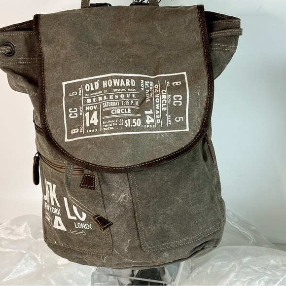 Myra Bag Large Old Howard Burlesque Upcycled Canvas Backpack S-0829